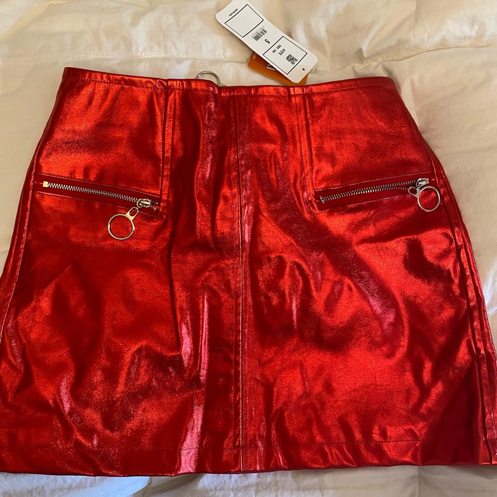 RED METALLIC SKIRT- DOLLSKILL (size small)
